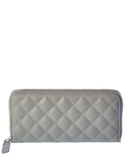 KC JAGGER QUILTED LEATHER ZIP AROUND WALLET - GRAY