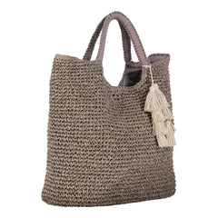 MEL -WOVEN STRAW TOTE - TAUPE