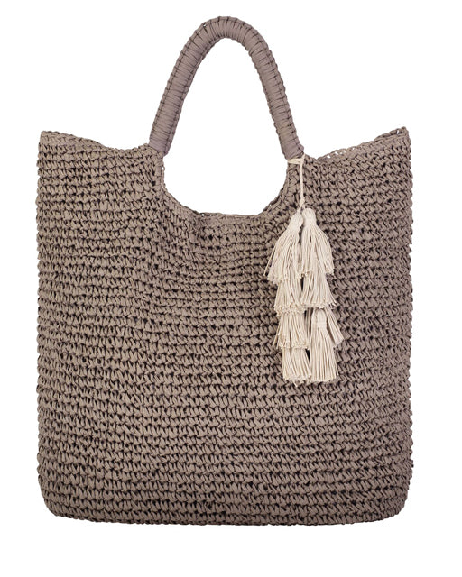 MEL -WOVEN STRAW TOTE - TAUPE – FALLON AND ROYCE