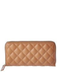 KC JAGGER QUILTED LEATHER ZIP AROUND WALLET - COGNAC