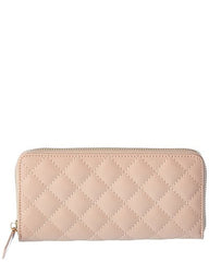 KC JAGGER QUILTED LEATHER ZIP AROUND WALLET - SOFT PINK