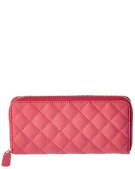 KC JAGGER QUILTED LEATHER ZIP AROUND WALLET - PINK CORAL